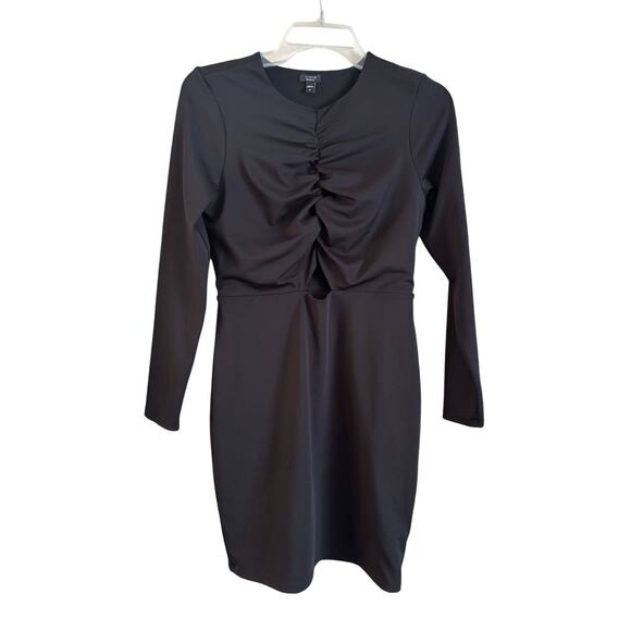 Express Body Contour Crew Neck Ruched Bodice Long Sleeve Mini Dress Medium NWOT - Picture 1 of 6